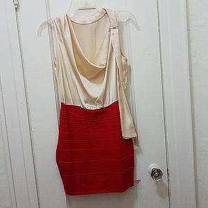 Champagne and Red Mini Dress
